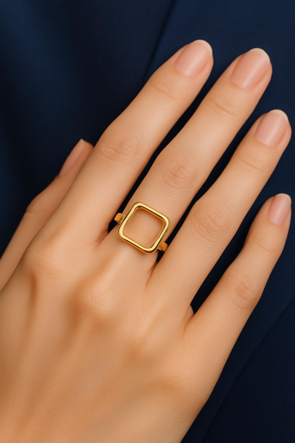 Open-Shape Rose Gold Filled Ring • Choose Circle, Oval or Rectangle • Minimalist Adjustable Band • Hammered Ring • 14 K Gold • Silver •