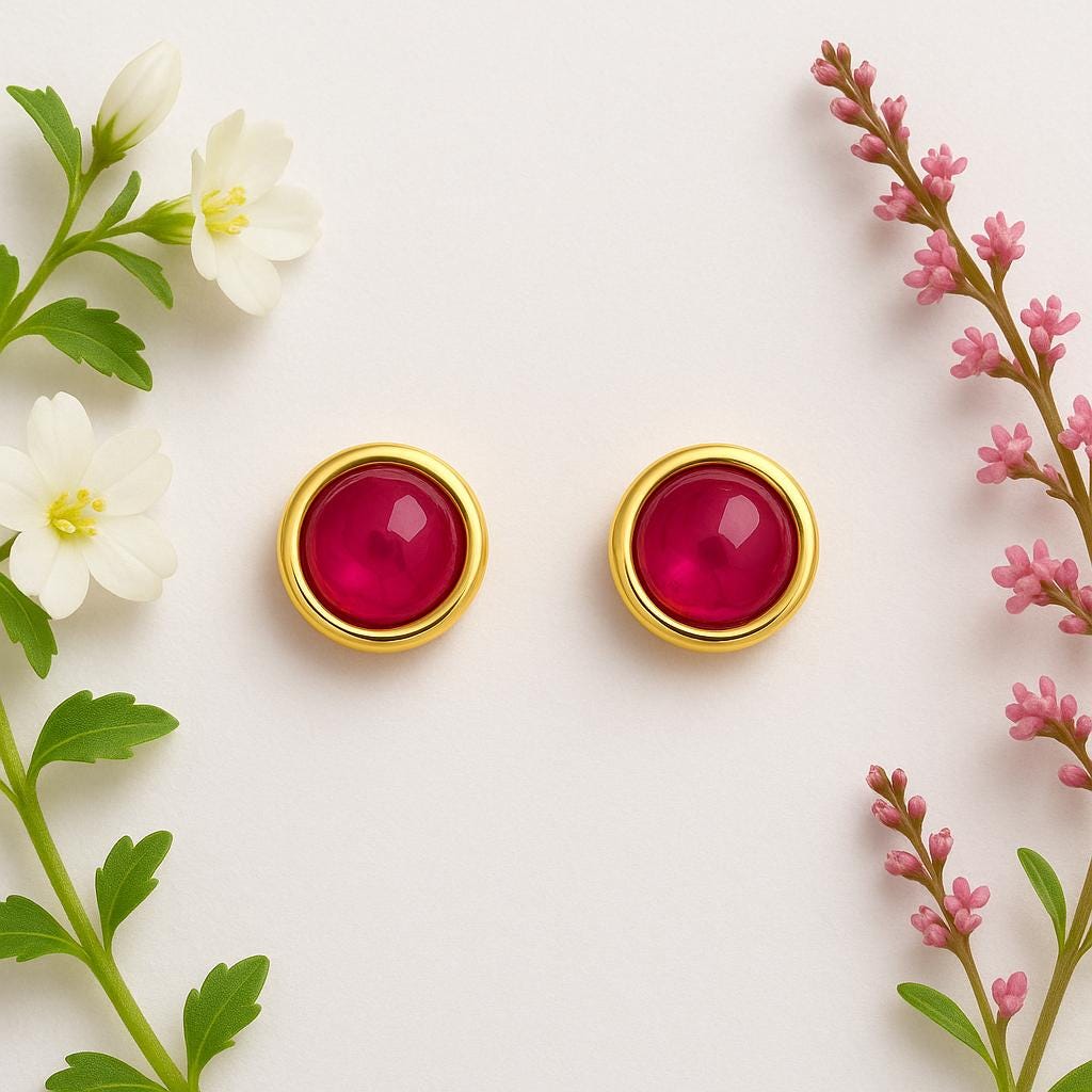 Handmade Ruby Stud Earrings – 14k Gold-Filled or Sterling Silver by St Clair Fine Jewelry