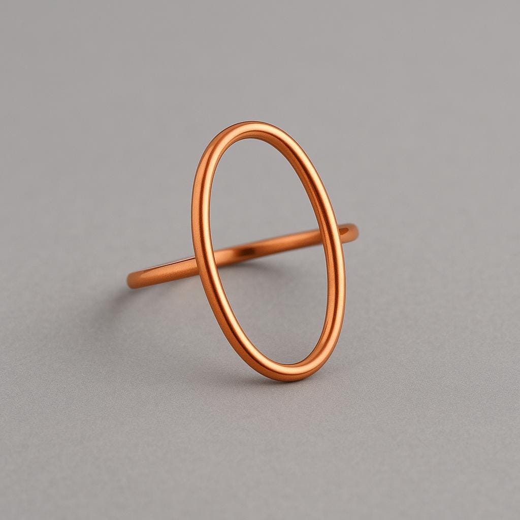 Copper ring on a gray background