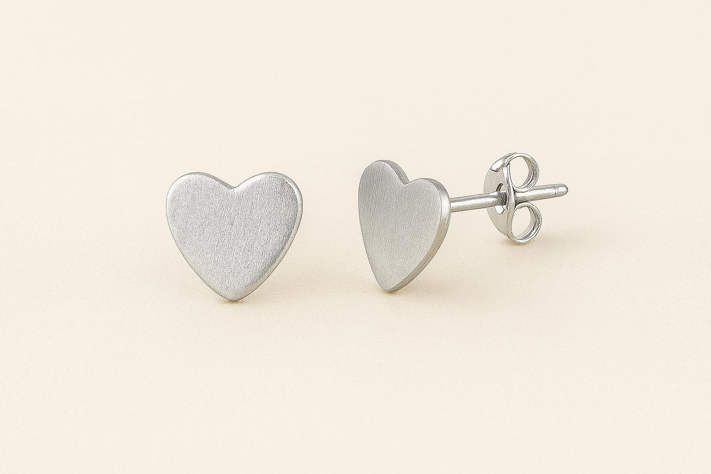 Sterling Silver Heart Stud Earrings – Minimalist Brushed Finish by St Clair Fine Jewelry