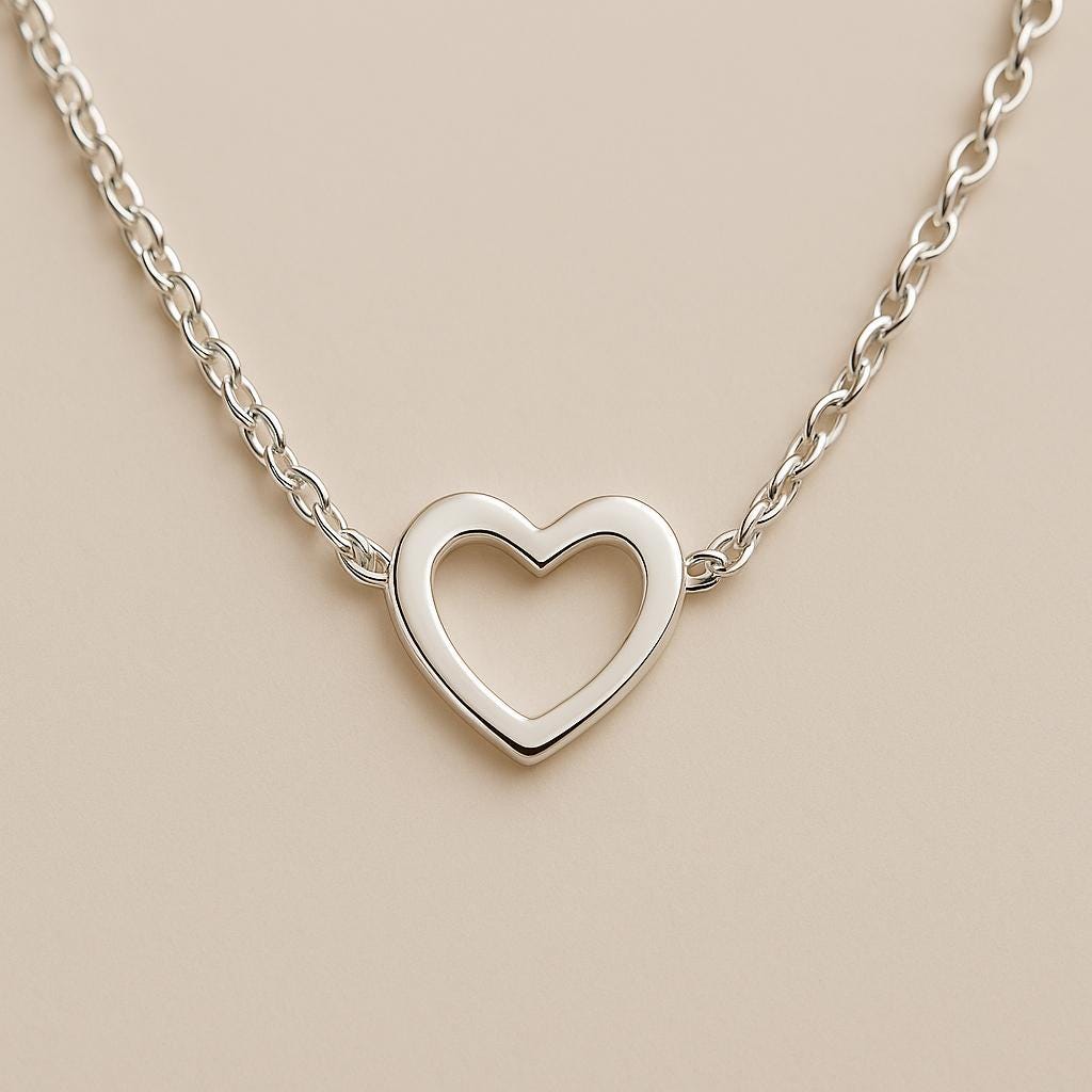 Sterling Silver Heart Necklace β Minimalist Open Heart Pendant β Dainty Chain Necklace in 14", 16", 18", or 20" β Handmade Gift for Her