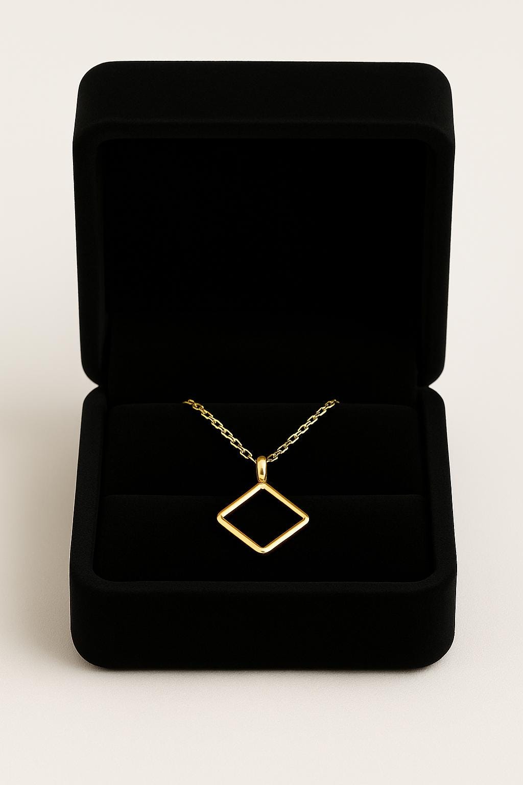 Simple Square Shape Minimalist Necklace – Handcrafted in Sterling Silver or 14K Gold, Sleek Geometric Pendant Necklace - Jewelry For Women