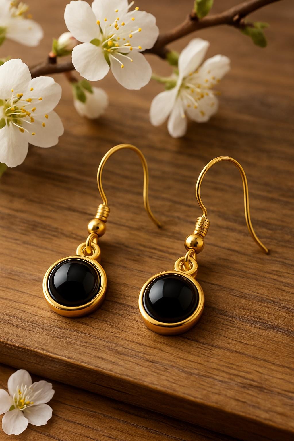 black onyx earrings, gold filled onyx earrings, sterling silver onyx earrings, gemstone drop earrings, minimalist black earrings, handcrafted gemstone jewelry, modern gold earrings, elegant everyday earrings, dainty black onyx jewelry, onyx cabochon earrings, black stone earrings, gold and silver earrings, hypoallergenic earrings, nickel free jewelry, gemstone jewelry gift, protection stone jewelry, grounding stone earrings, St Clair Fine Jewelry earrings, handmade in USA jewelry, boho chic earrings, timele