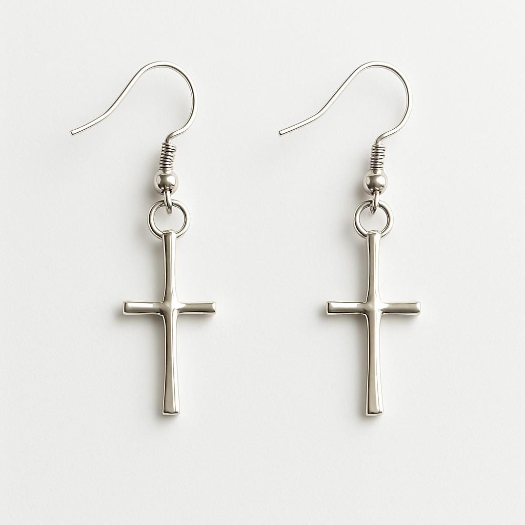cross dangle earrings, minimalist cross earrings, sterling silver cross earrings, gold filled cross earrings, faith jewelry, christian earrings, dainty gold earrings, handcrafted religious jewelry, modern gold earrings, silver cross dangles, elegant everyday earrings, lightweight earrings, hypoallergenic earrings, nickel free jewelry, spiritual jewelry gift, baptism earrings, confirmation gift, Easter jewelry, religious gold earrings, St Clair Fine Jewelry earrings, faith inspired jewelry, timeless silver e