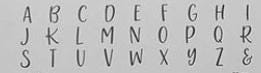 Alphabet letters from A to Z on a light gray background