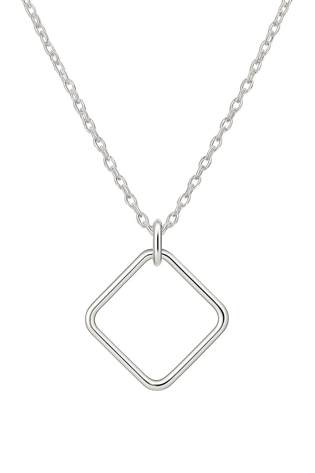 square pendant necklace, geometric square necklace, gold filled square pendant, sterling silver square necklace, minimalist gold necklace, silver geometric necklace, modern square pendant, dainty gold necklace, open square charm necklace, layering gold necklace, simple everyday necklace, handcrafted silver necklace, 14k gold filled jewelry, hypoallergenic necklace, geometric minimalist jewelry, modern boho necklace, St Clair Fine Jewelry necklace, artisan handmade jewelry, silver and gold necklace, lightwei