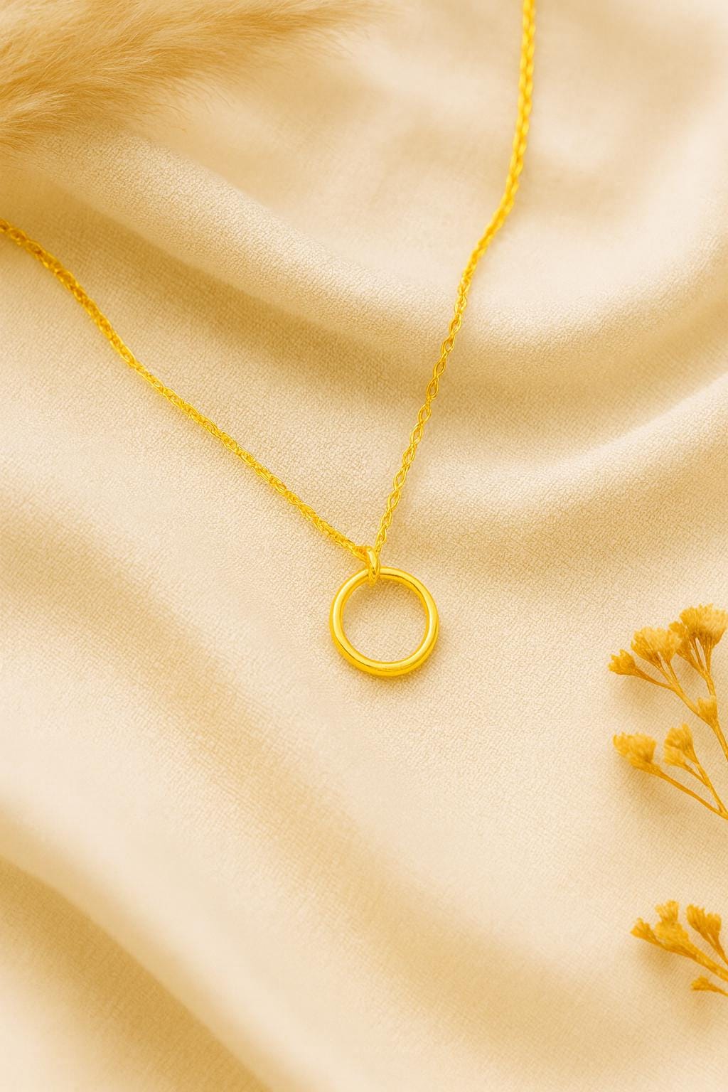 tiny circle necklace, minimalist gold necklace, sterling silver circle necklace, gold filled circle pendant, dainty everyday necklace, handcrafted silver necklace, modern gold necklace, simple layering necklace, delicate open circle pendant, fine handmade jewelry, St Clair Fine Jewelry necklace, gold and silver necklace, hypoallergenic jewelry, timeless minimalist jewelry, small circle necklace, round pendant necklace, elegant everyday necklace, handmade in USA jewelry, 14k gold filled jewelry, dainty chain