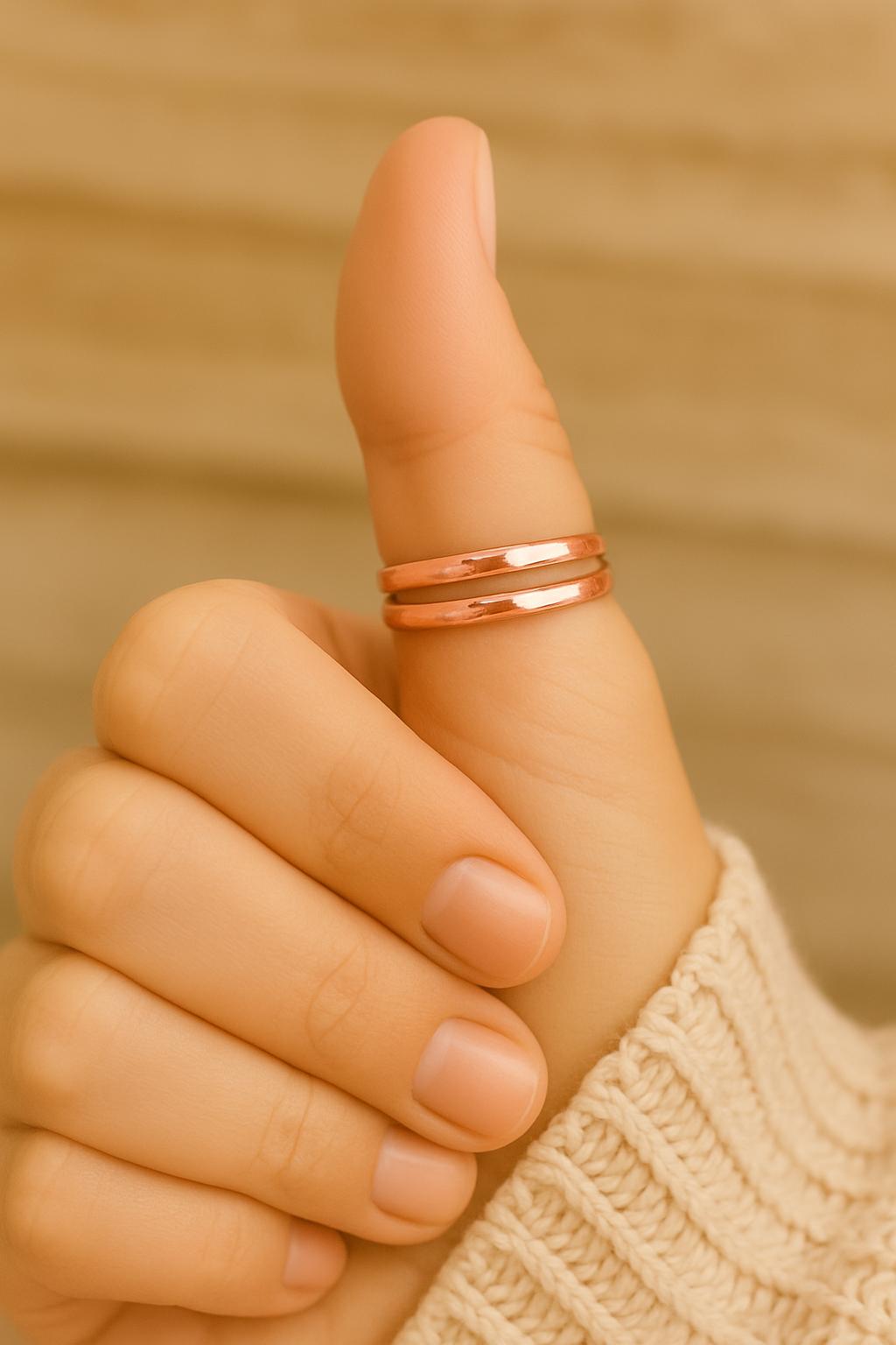Adjustable Open Rose Gold Thumb Ring – Handmade Modern Minimalist Rose Gold Ring - Rose Gold Stacking Ring For Statement Ring or Everyday