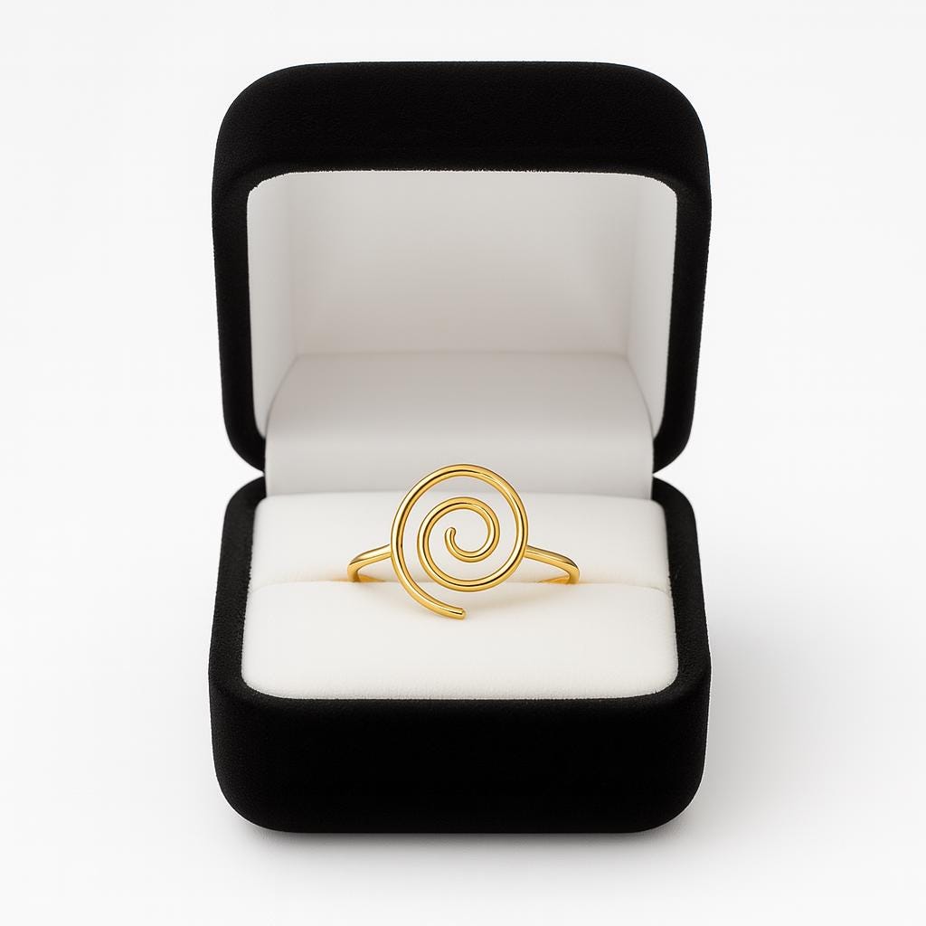 Gold Spiral Ring – Handmade Minimalist Symbolic Jewelry, Spiritual Spiral Ring, Open Faced Ring, Boho Gift for Her - St Clair Fine Jewelry