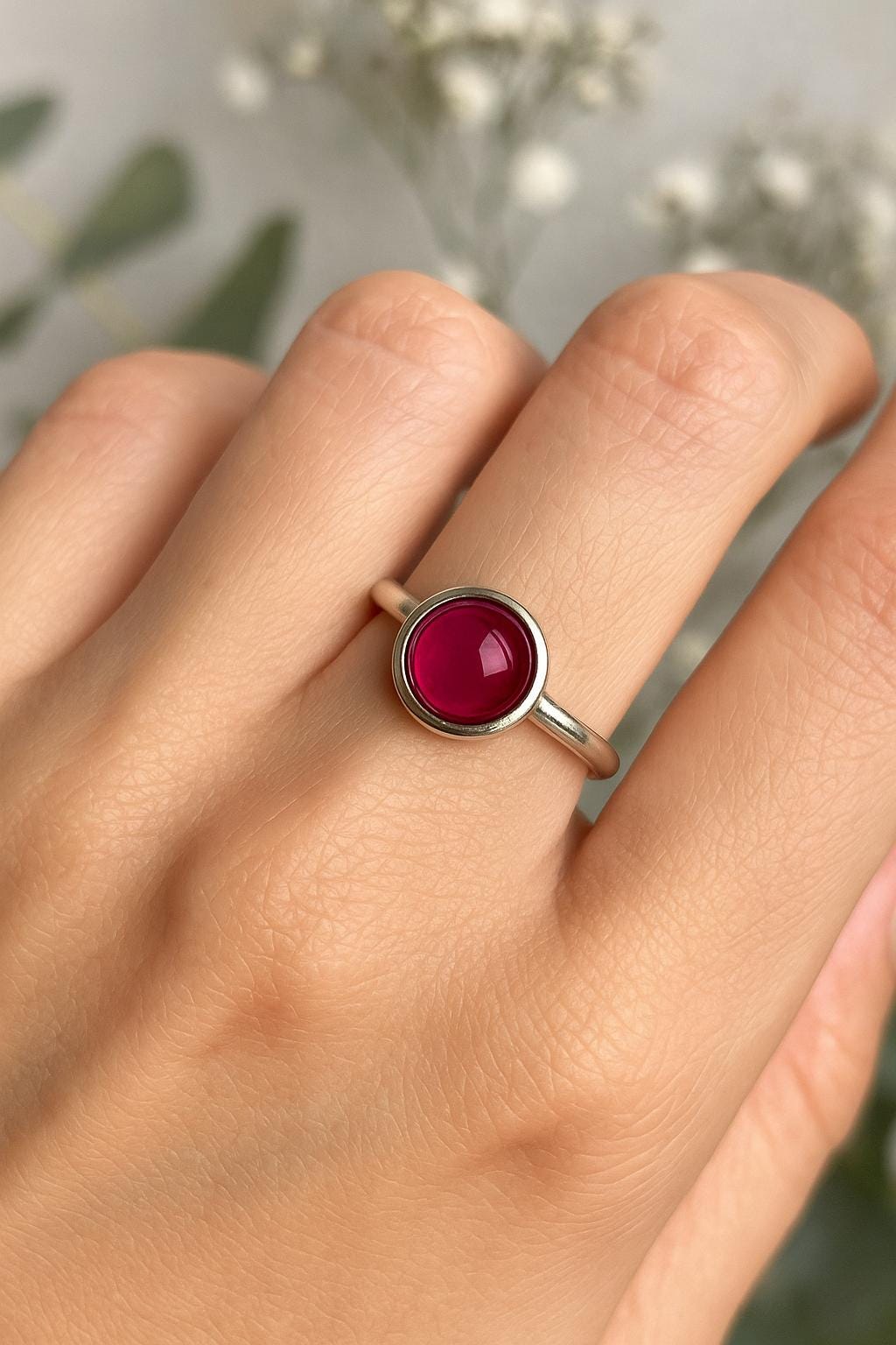 Ruby Cabochon Ring – Sterling Silver or 14k Gold-Filled by St Clair Fine Jewelry
