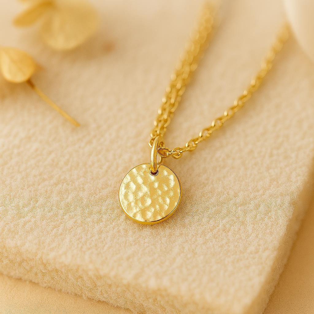 Hammered Circle Disc Necklace – Minimalist Everyday Jewelry by St Clair Fine Jewelry