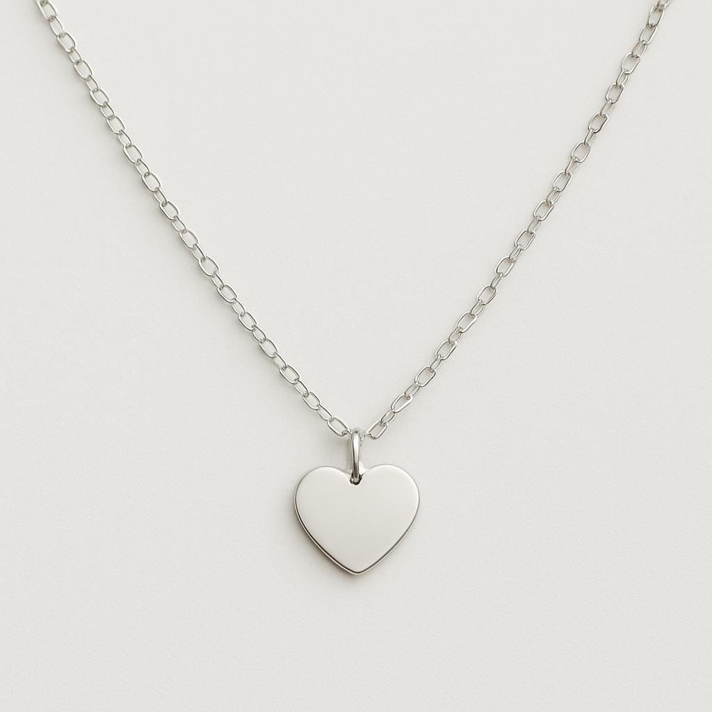 Sterling Silver Heart Necklace • Custom Length Chain • Minimalist Pendant in 12mm, 15mm, 21mm, 25mm • Gift for Her • Dainty Everyday Jewelry