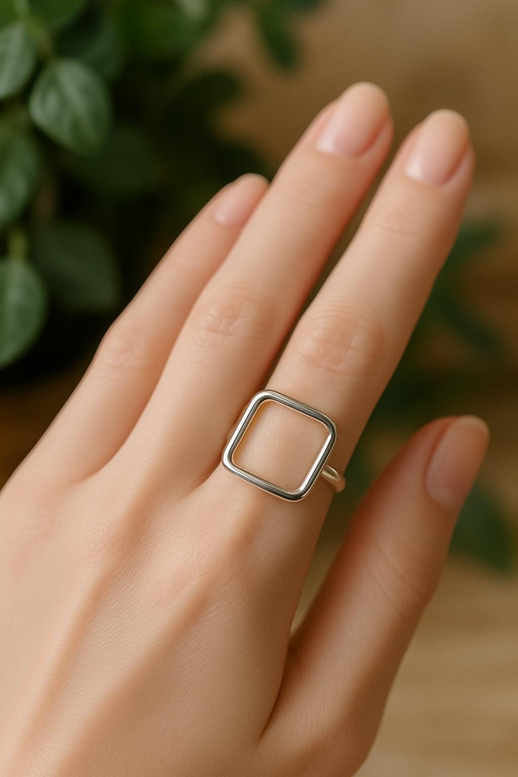 Open-Shape Rose Gold Filled Ring • Choose Circle, Oval or Rectangle • Minimalist Adjustable Band • Hammered Ring • 14 K Gold • Silver •