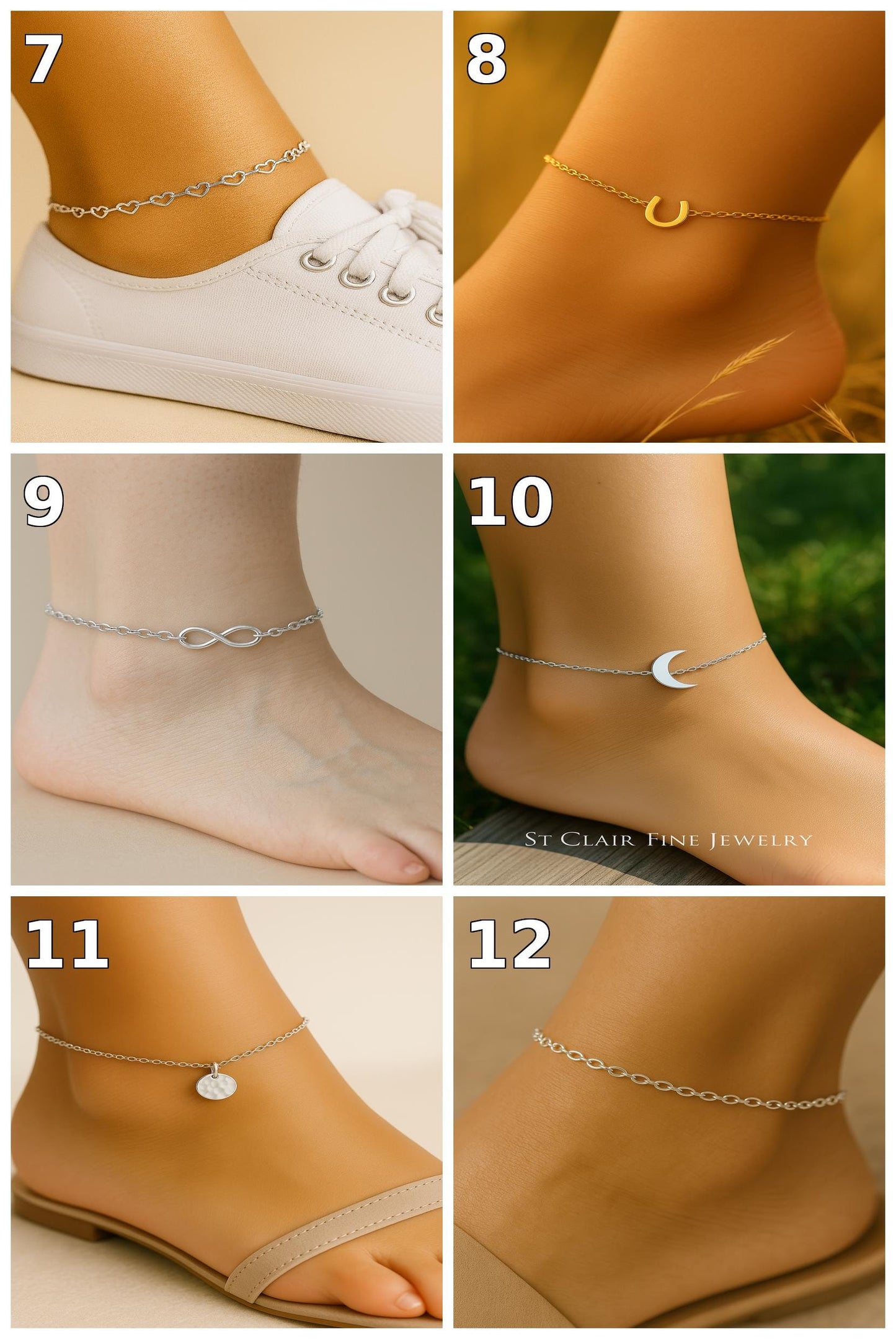 Sterling Silver Heart Link Anklet – Dainty Minimalist Chain Jewelry by St Clair Fine Jewelry