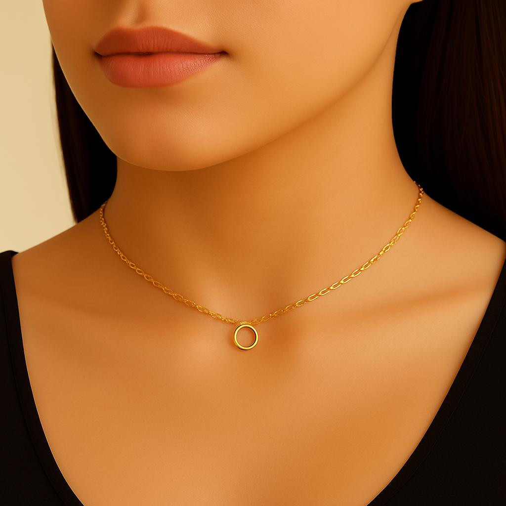 tiny circle necklace, minimalist gold necklace, sterling silver circle necklace, gold filled circle pendant, dainty everyday necklace, handcrafted silver necklace, modern gold necklace, simple layering necklace, delicate open circle pendant, fine handmade jewelry, St Clair Fine Jewelry necklace, gold and silver necklace, hypoallergenic jewelry, timeless minimalist jewelry, small circle necklace, round pendant necklace, elegant everyday necklace, handmade in USA jewelry, 14k gold filled jewelry, dainty chain