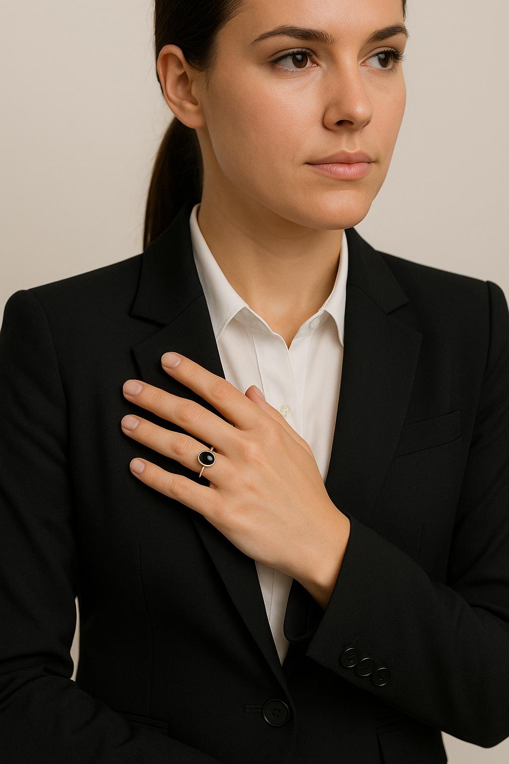 Minimalist Black Onyx Ring – Gemstone in Sterling Silver or 14 k Gold-Filled Band - Grounding Ring - Stone of Strength - Spiritual Ring