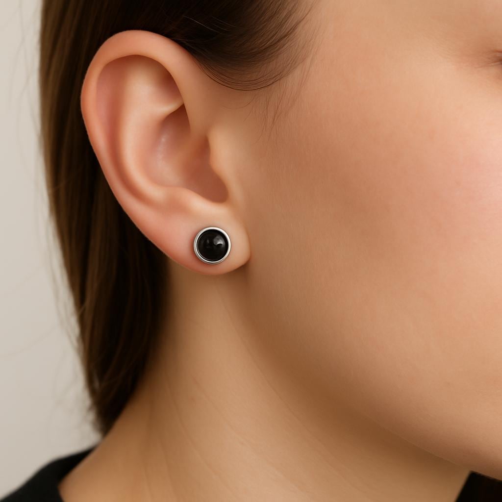 black onyx stud earrings, gold filled onyx studs, sterling silver onyx studs, gemstone stud earrings, minimalist black earrings, dainty onyx jewelry, handcrafted gemstone jewelry, modern gold earrings, elegant everyday earrings, small black earrings, black stone studs, gold and silver earrings, hypoallergenic earrings, nickel free jewelry, gemstone jewelry gift, protection stone jewelry, grounding stone earrings, St Clair Fine Jewelry earrings, handmade in USA jewelry, timeless black earrings, minimalist fi