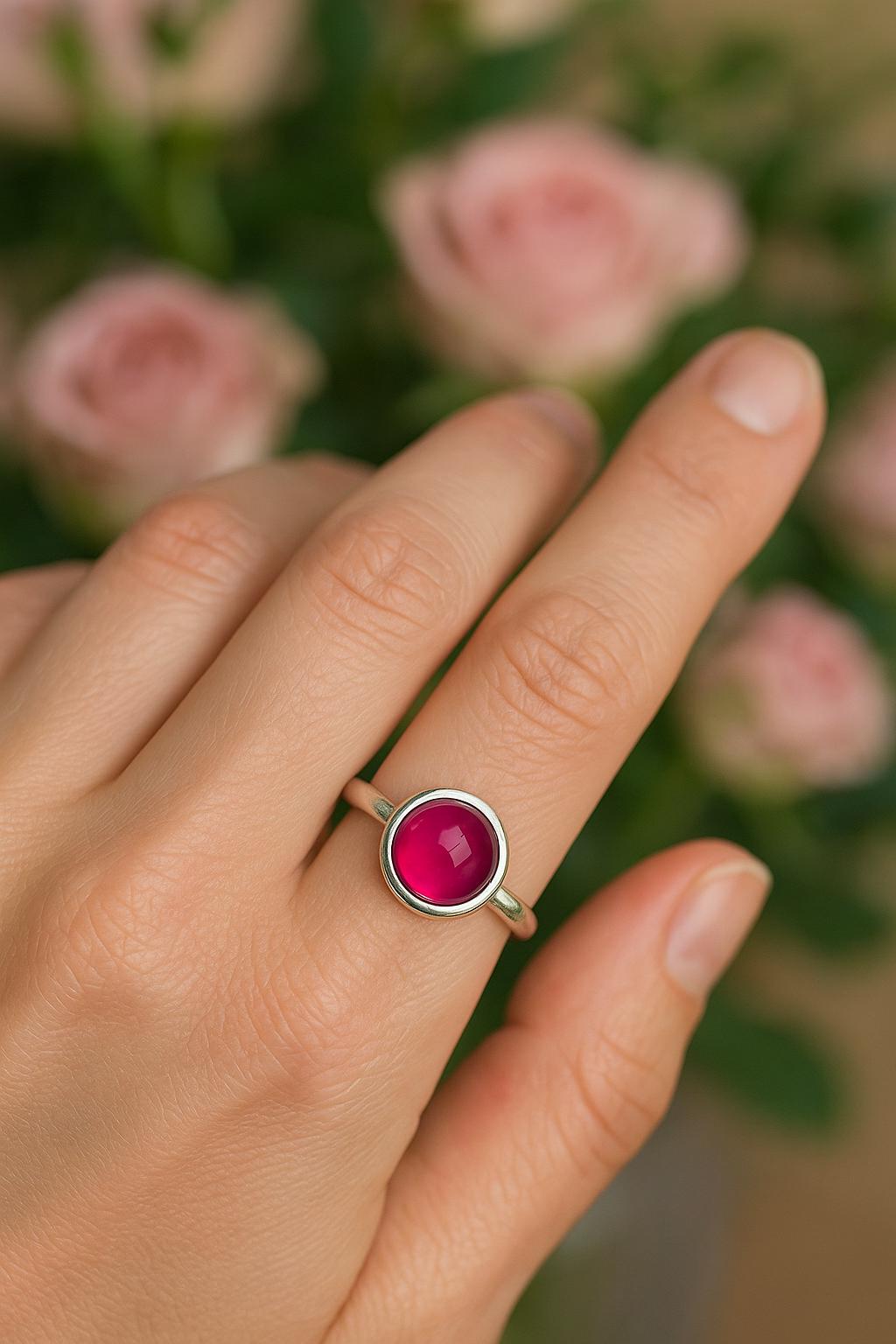 Ruby Cabochon Ring – Sterling Silver or 14k Gold-Filled by St Clair Fine Jewelry