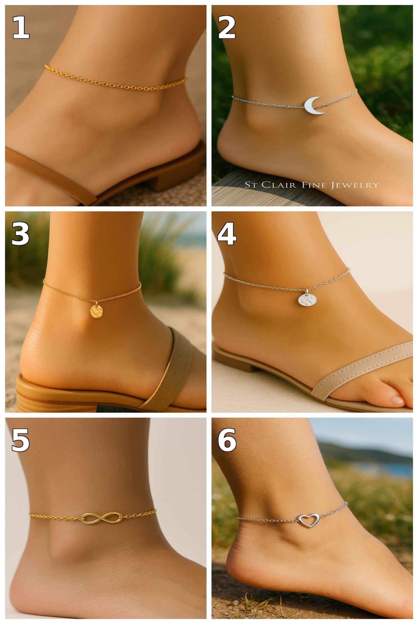 Sterling Silver Heart Link Anklet – Dainty Minimalist Chain Jewelry by St Clair Fine Jewelry