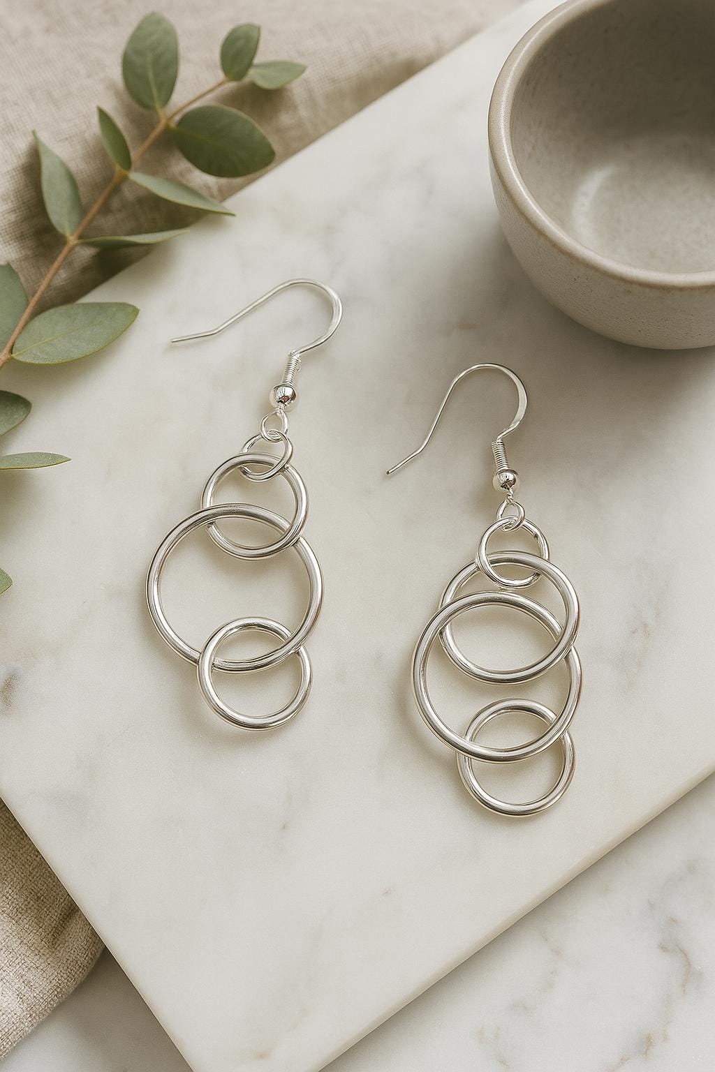 old hoop earrings, triple hoop dangle earrings, minimalist gold jewelry, handmade gold earrings, lightweight statement earrings, modern boho jewelry, St Clair Fine Jewelry