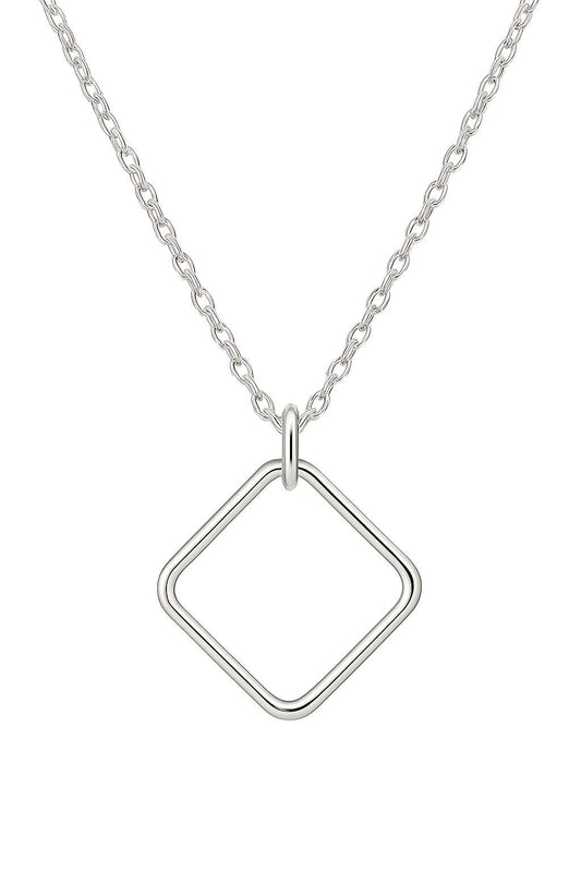 square pendant necklace, geometric square necklace, gold filled square pendant, sterling silver square necklace, minimalist gold necklace, silver geometric necklace, modern square pendant, dainty gold necklace, open square charm necklace, layering gold necklace, simple everyday necklace, handcrafted silver necklace, 14k gold filled jewelry, hypoallergenic necklace, geometric minimalist jewelry, modern boho necklace, St Clair Fine Jewelry necklace, artisan handmade jewelry, silver and gold necklace, lightwei