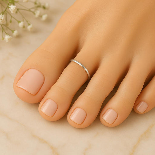 Real 14K White Gold Toe Ring