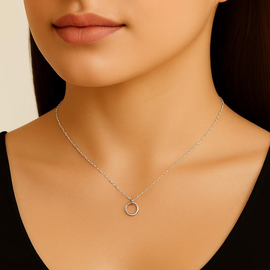 Sterling Silver Minimalist Tiny Circle Necklace - Delicate Everyday Layering Pendant Necklace by St Clair Fine Jewelry