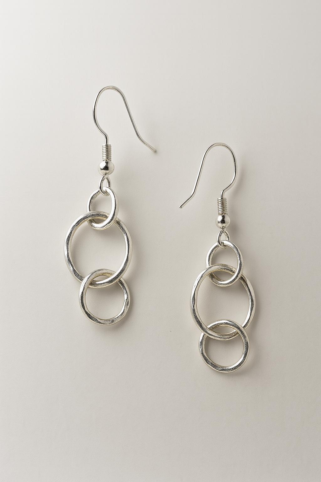 old hoop earrings, triple hoop dangle earrings, minimalist gold jewelry, handmade gold earrings, lightweight statement earrings, modern boho jewelry, St Clair Fine Jewelry